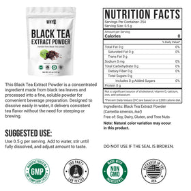 Close-up of WHYZ powder with real tea leaves and rich color for bold flavor.