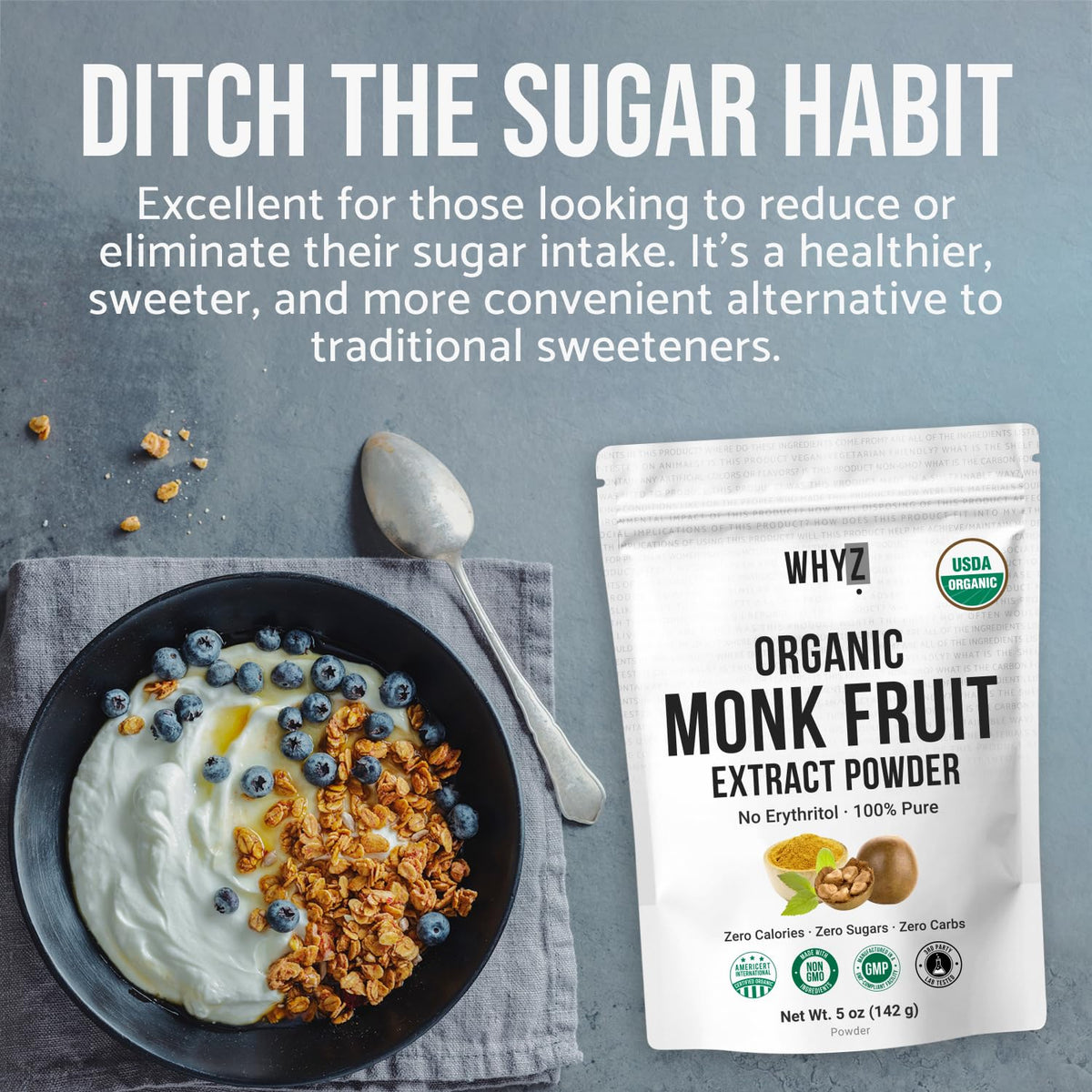 WHYZ monk fruit sweetener supports keto and paleo meals