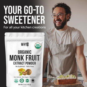 WHYZ monk fruit powder with scoop for versatile sweetening