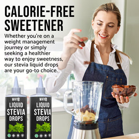 Glass with a prepared beverage featuring WHYZ sweetener and zero-calorie sweetness.