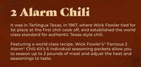 Family dinner scene with Wick Fowler's seasoning enhancing hearty chili.