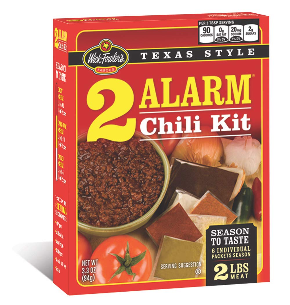 Wick Fowler's spice packs with red pepper for customizable heat.