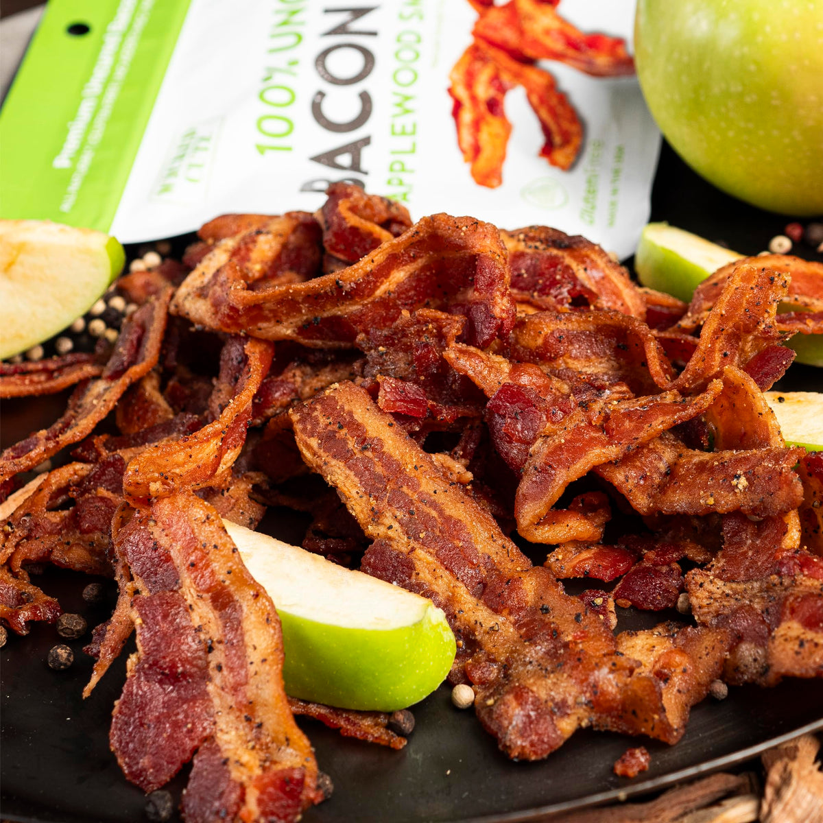 Wicked Cutz Applewood Smoked Bacon Jerky low-carb snack option.