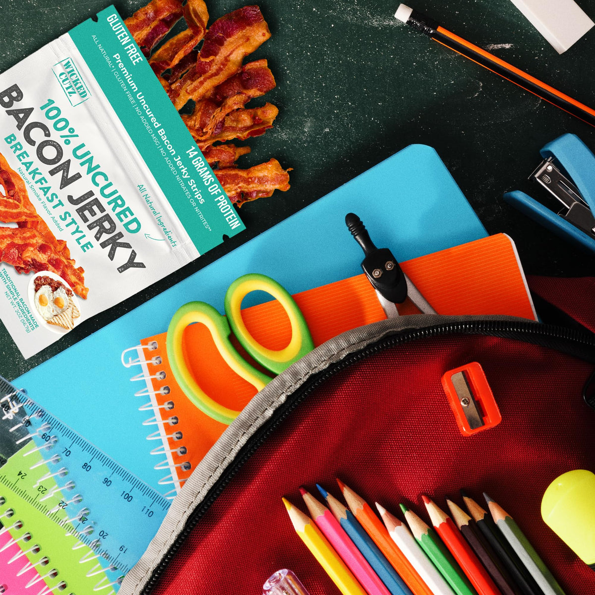 Wicked Cutz office snacking or travel-friendly jerky for on-the-go protein.
