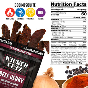 Close-up of Wicked Cutz jerky texture showing tender, juicy bite