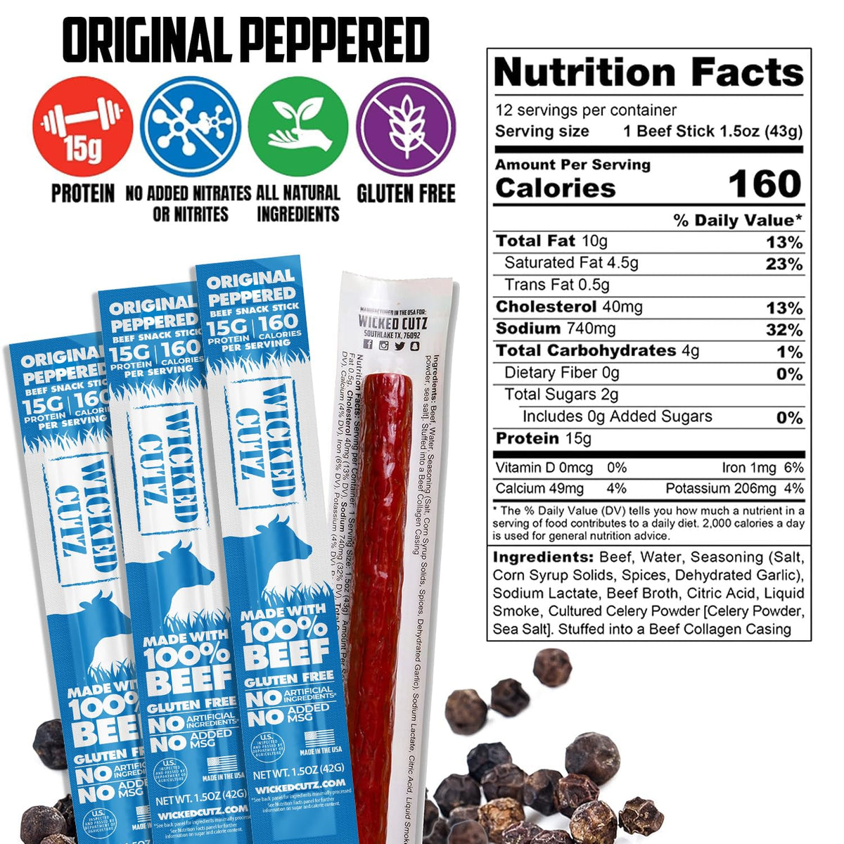 Individually wrapped Wicked Cutz sticks for on-the-go snacking