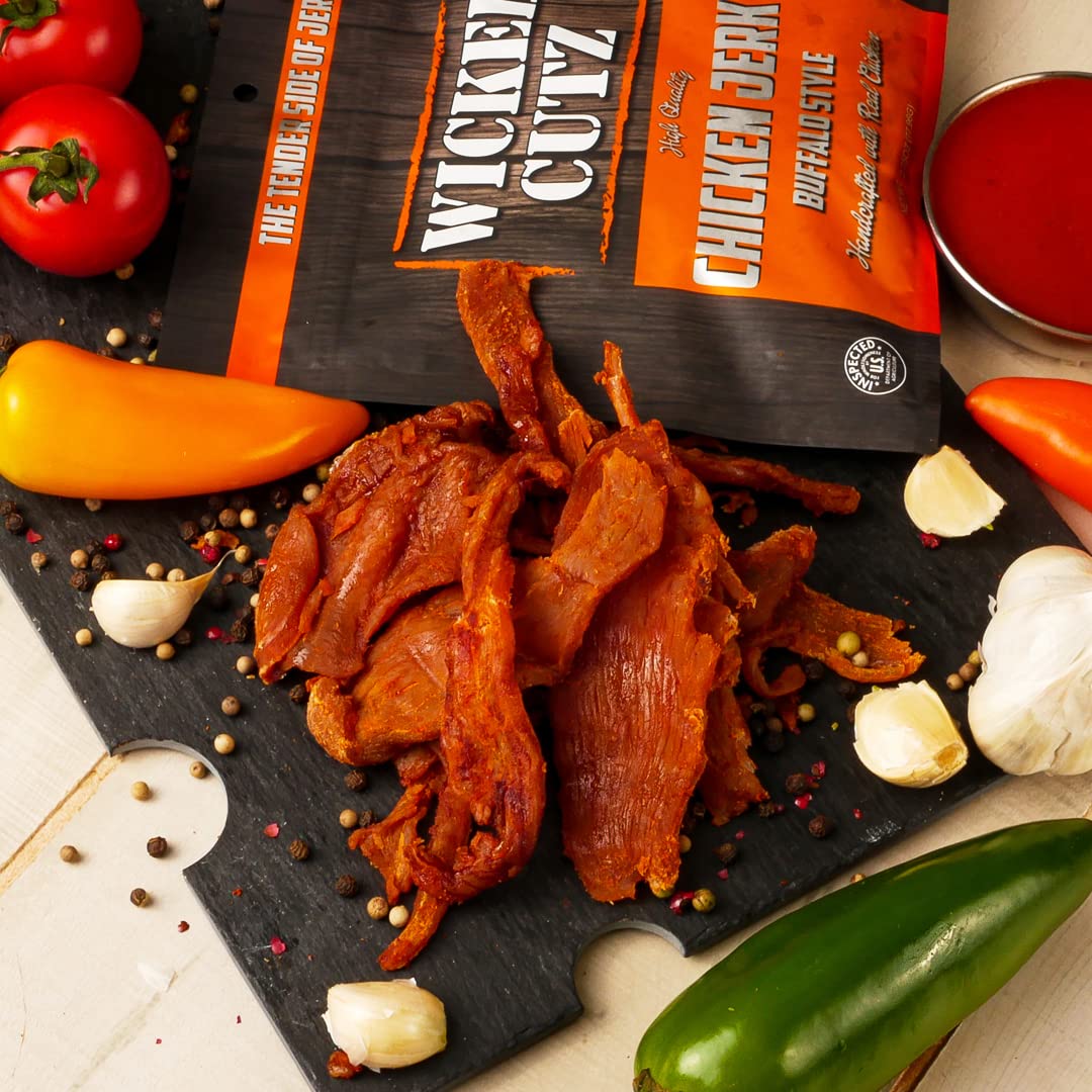 Wicked Cutz Buffalo Chicken Jerky on-the-go pack for travel snacking