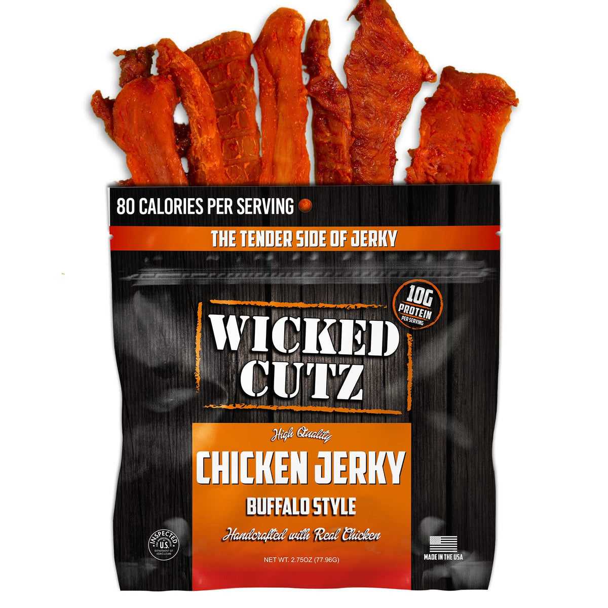 Wicked Cutz Buffalo Chicken Jerky stylish bite perfect for carnivore diets