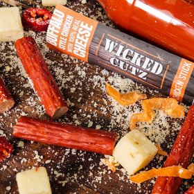 Wicked Cutz Buffalo Chicken Sticks 100 calories per stick, smart snacking.
