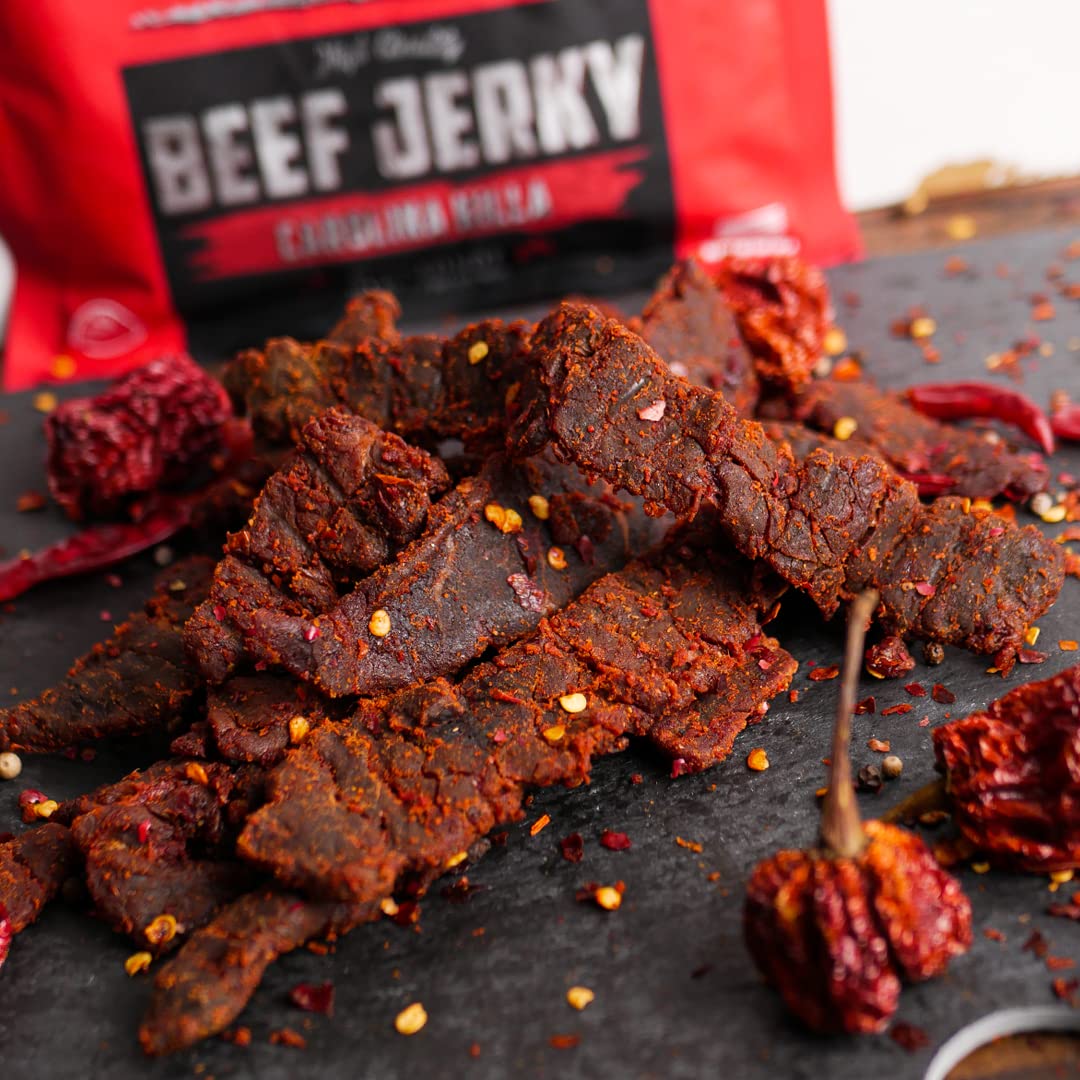 Wicked Cutz Carolina Killa jerky slices, tender and flavorful for quick bites.