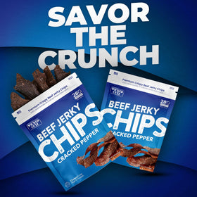 Wicked Cutz cracked pepper chips in hand, bold aroma and savory flavor.