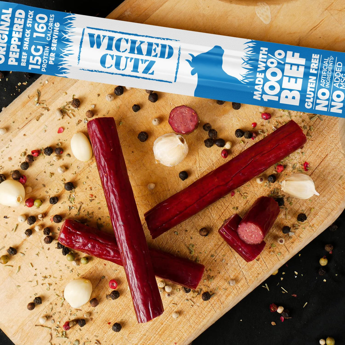 Assorted Wicked Cutz flavors in variety pack including Original Peppered