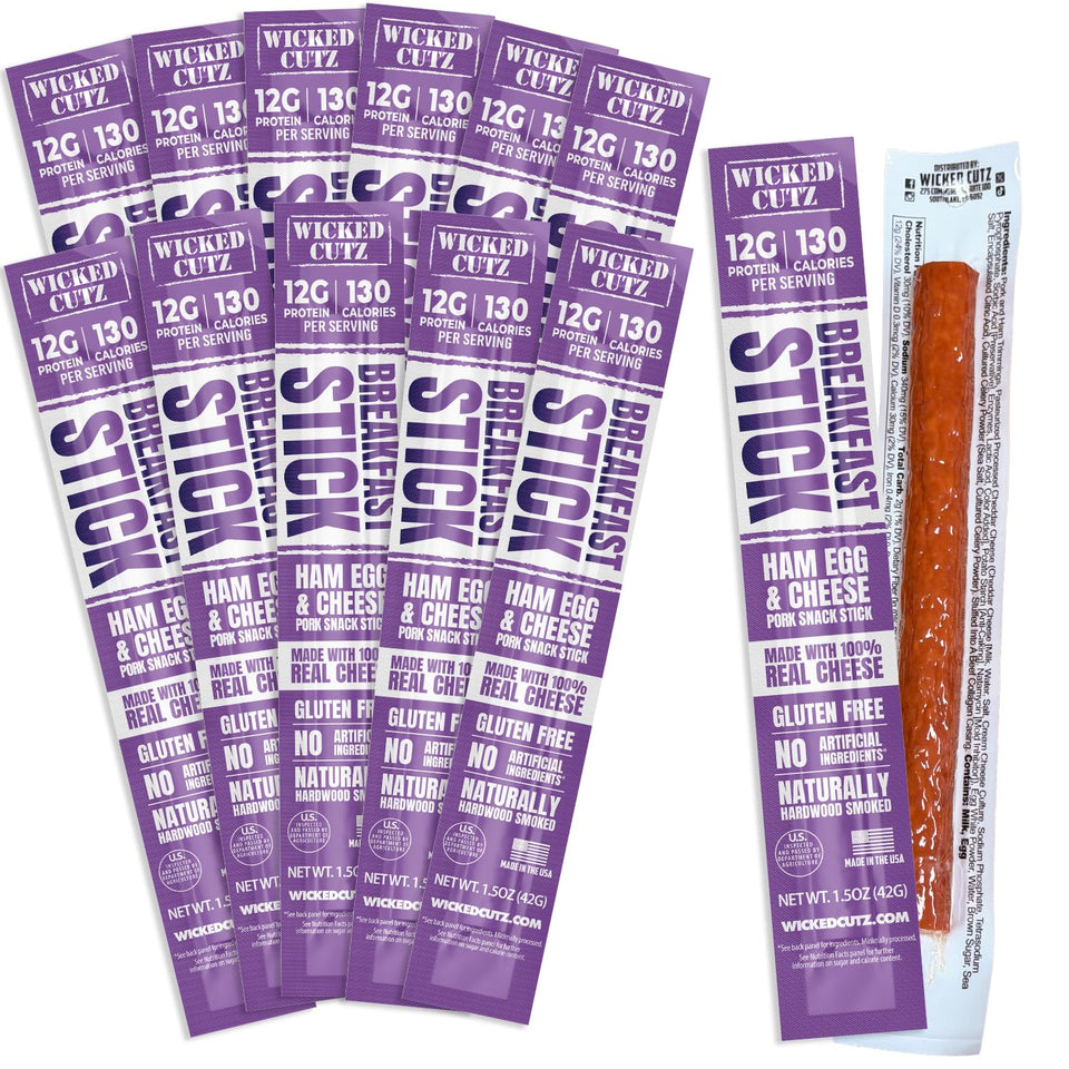 Wicked Cutz Ham Egg and Cheese Stick packaging, a grab-and-go breakfast option.