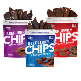 Wicked Cutz beef jerky chips offer low-carb, keto-friendly snacking options.