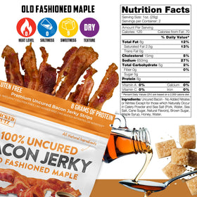 Wicked Cutz Maple Bacon Jerky glaze slice close-up with maple aroma