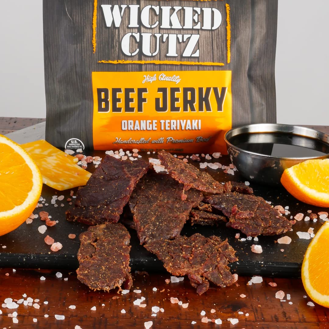 Wicked Cutz jerky juicy bite close-up shows tenderness