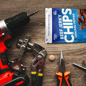 Wicked Cutz roasted red pepper chips, vibrant pepper flavor with protein-friendly profile.