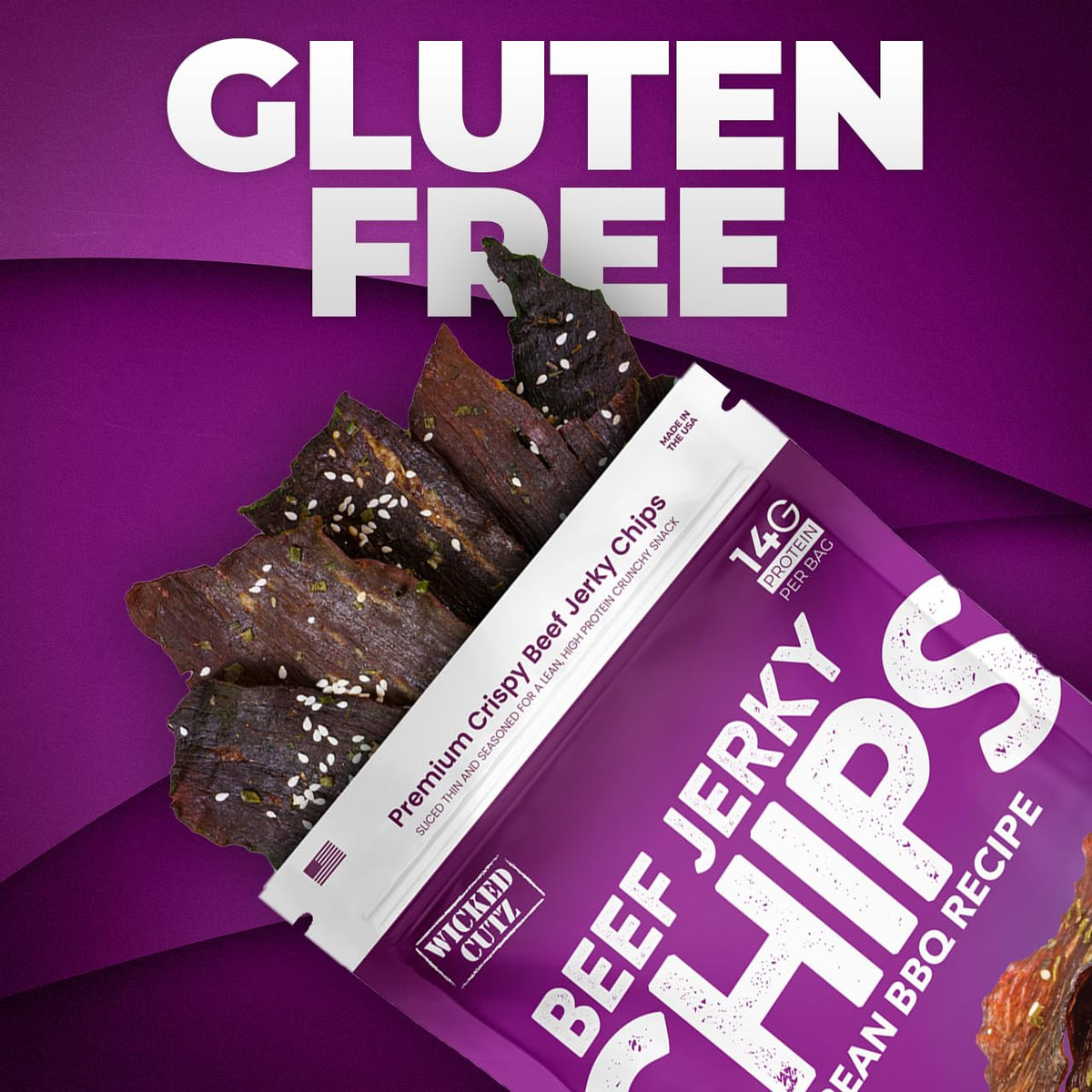 Wicked Cutz Roasted Red Pepper chips ready for flavorful, high-protein snacking.