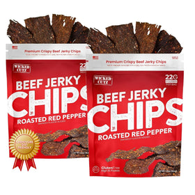 Wicked Cutz Roasted Red Pepper Beef Jerky Chips for on-the-go protein.