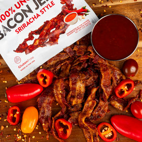 Post-workout plate featuring Wicked Cutz Sriracha Bacon Jerky