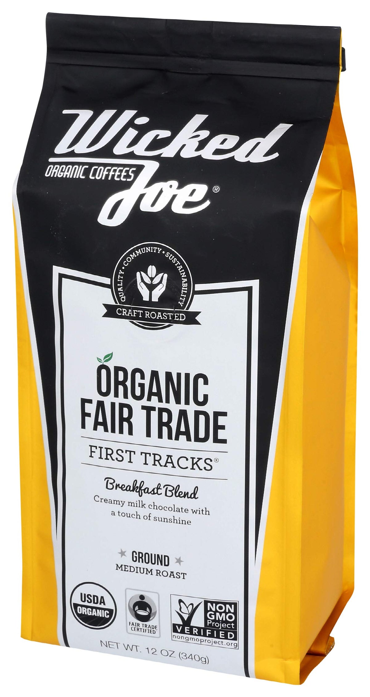 Wicked Joe Breakfast Blend ground coffee close-up highlighting rich aroma for a smooth start