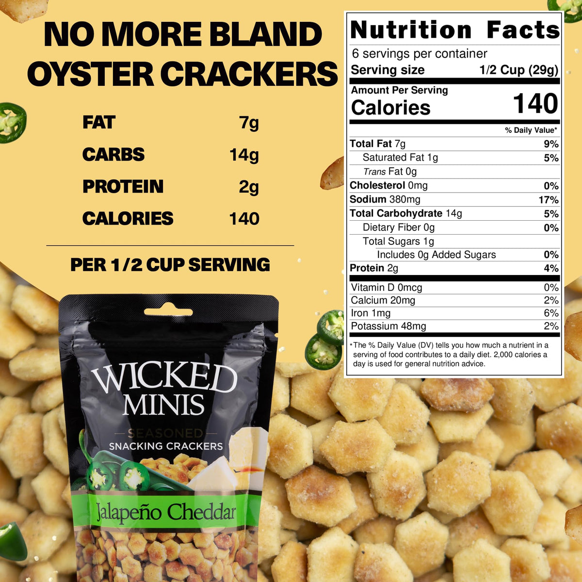 Wicked Minis Crushed Red Pepper crackers spice up meals and snacks.