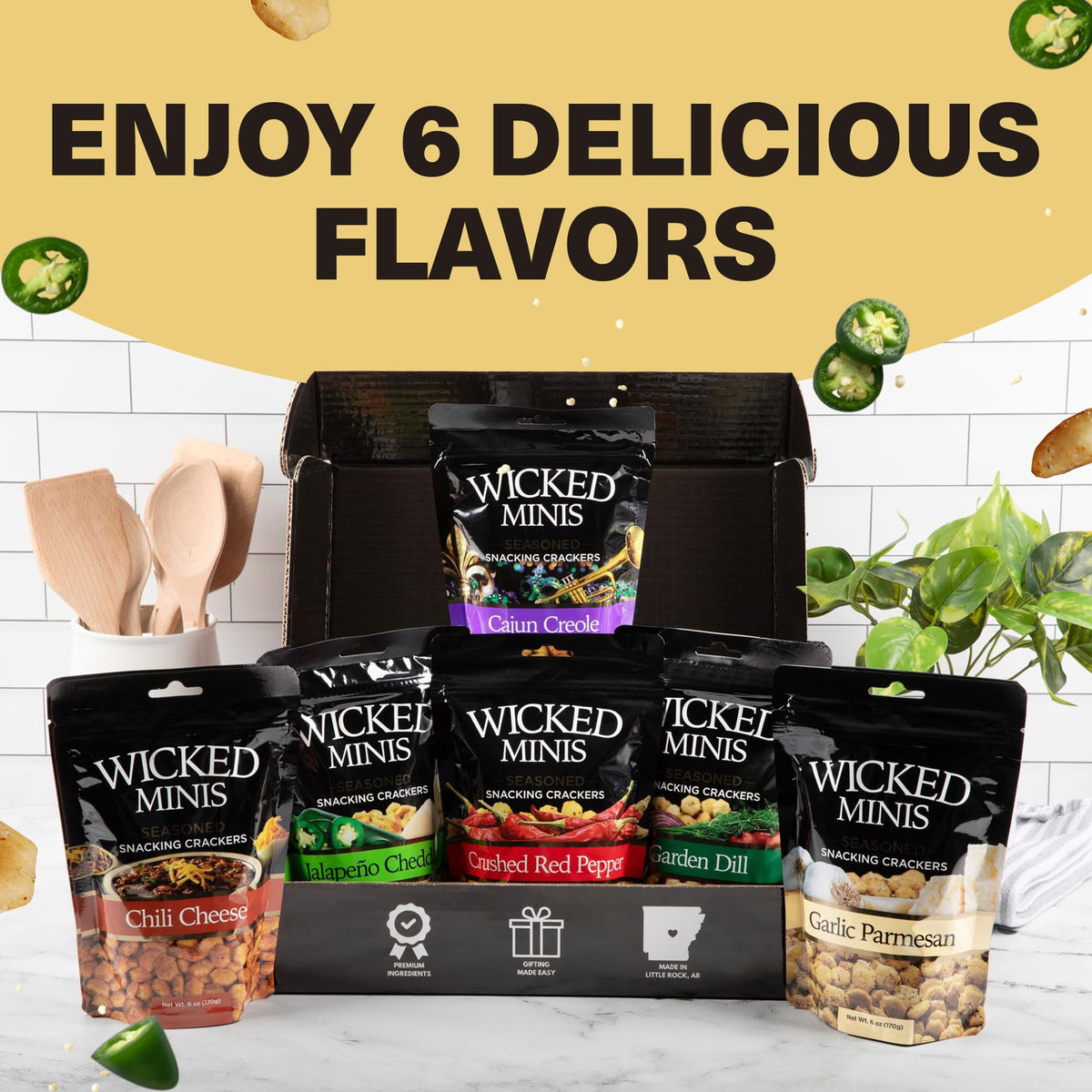 Wicked Minis 3-pack travel-friendly crackers ideal for on-the-go snacking.