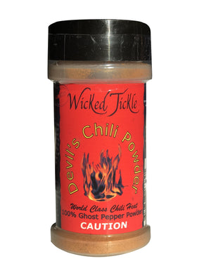 Wicked Reaper Carolina Reaper powder label close-up with bold heat notes.