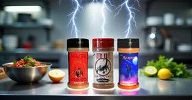 Wicked Reaper gift-set seals and jars on display for spice lovers and collectors.