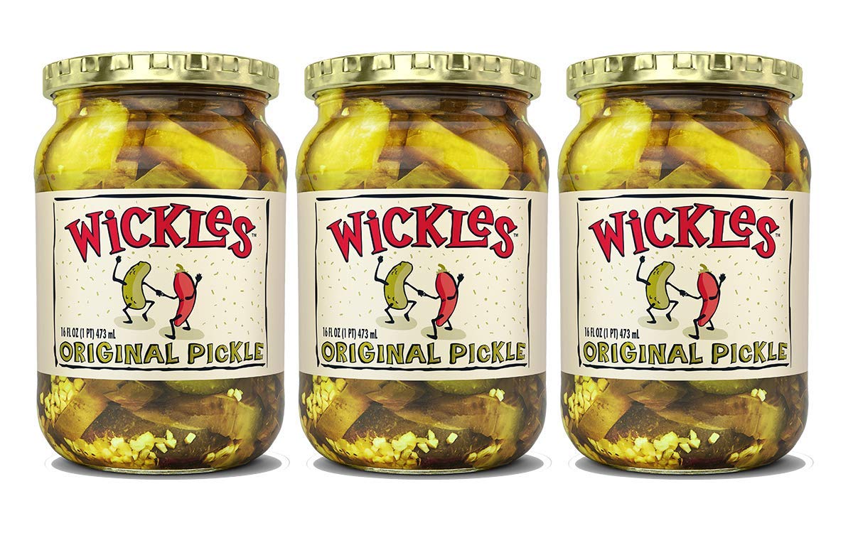 Wickles Original Slices 16oz pack image showing tangy crunch ideal for sandwiches and snacks
