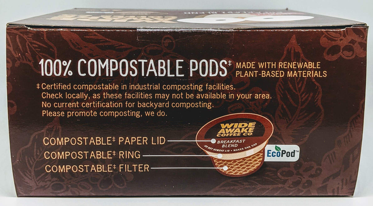 Wide Awake Coffee Breakfast Blend pod inside tray, ready for quick mornings