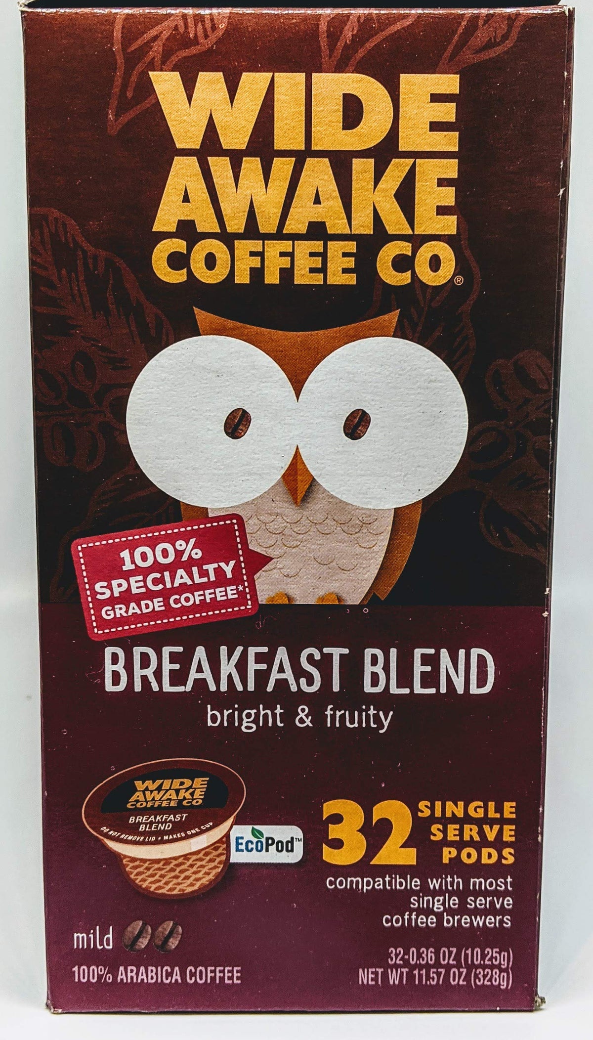 Wide Awake Coffee Breakfast Blend pod pack detailed view for storage