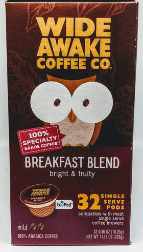 Wide Awake Coffee Breakfast Blend pod pack detailed view for storage