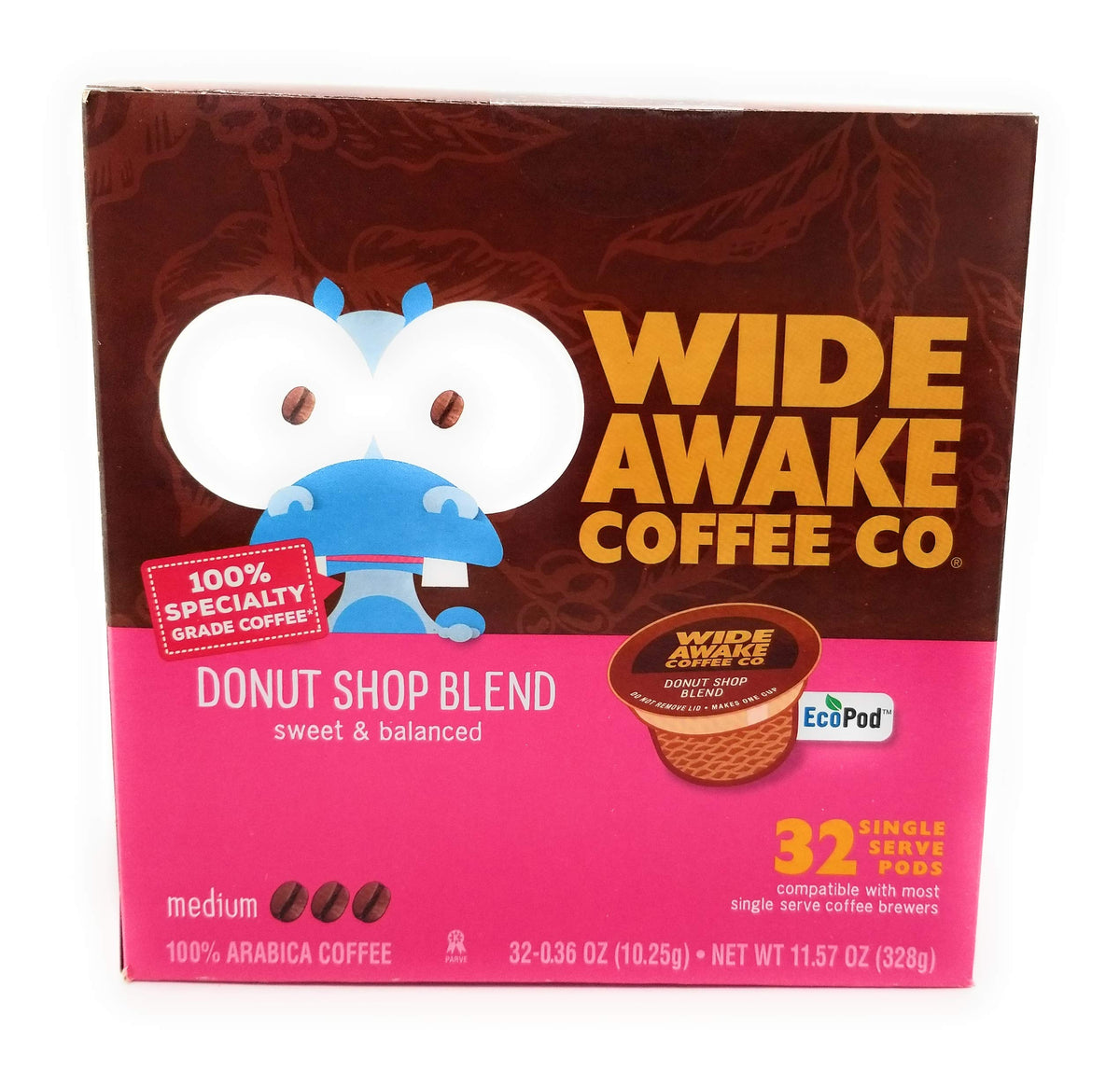 Wide Awake Coffee Donut Shop Blend 30-count cups ready for quick mornings.