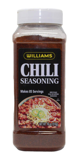 Wiiliams Chili Seasoning Mix serving suggestion bowl ready in minutes