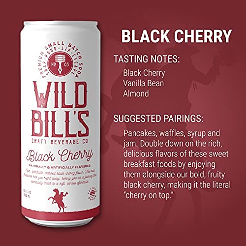 Wild Bill's Black Cherry Soda glass serve highlights a bold fruit-forward finish.