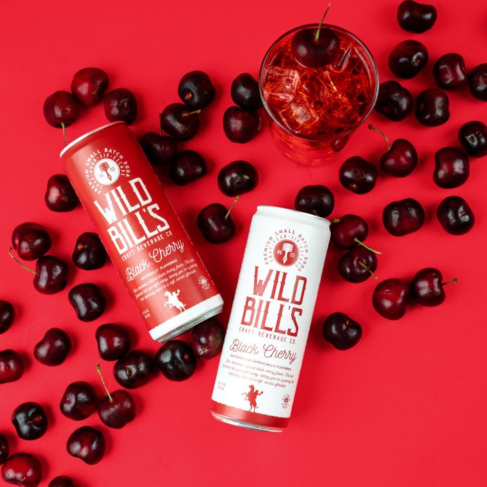 Wild Bill's Black Cherry Soda pack display adds vintage charm to kitchens.
