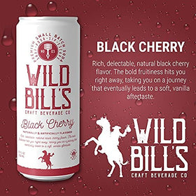 Wild Bill's Black Cherry Soda pour reveals vanilla notes for a refreshing sip.