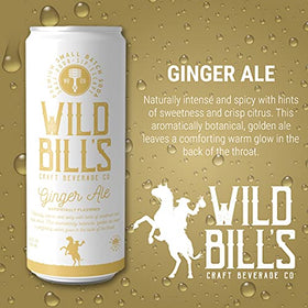 Wild Bill's Ginger Ale being poured into a glass for a crisp aroma.