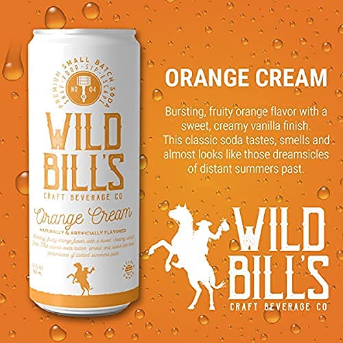 Close-up of Wild Bill's orange cream bottle showing creamy vanilla finish.