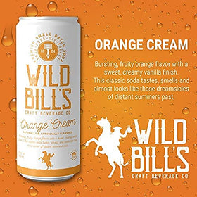 Close-up of Wild Bill's orange cream bottle showing creamy vanilla finish.