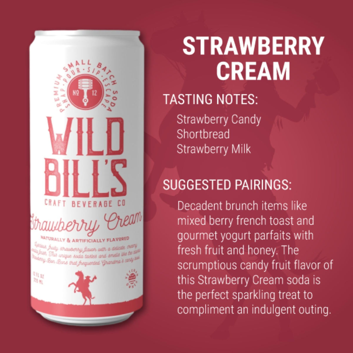 Close-up of the Wild Bill's label highlighting caffeine-free and gluten-free qualities.