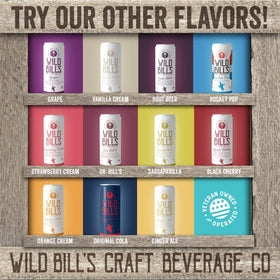 Wild Bill's Vanilla Cream Soda vegan and gluten-free seal for inclusive options.
