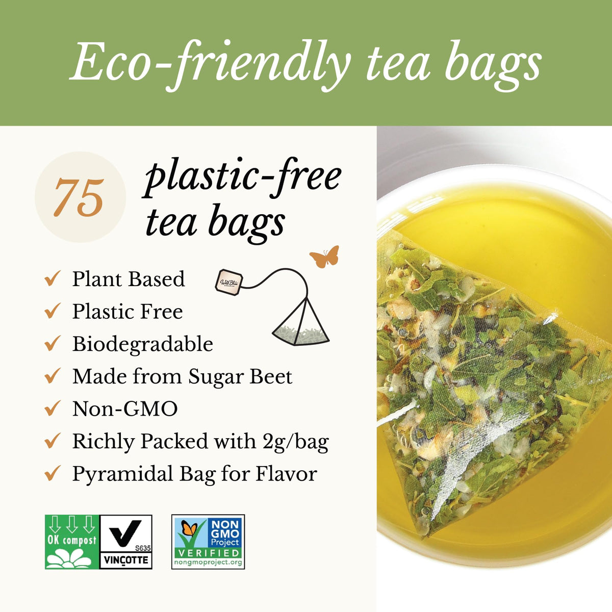 Wild Bliss 75-tea-bags pack, convenient caffeine-free daily ritual.