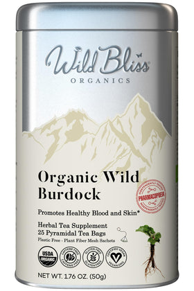 Wild Bliss Burdock Tea bags for a fresh detox ritual