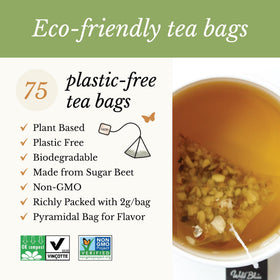 Wild Bliss dandelion tea brew steep showing caffeine free infusion