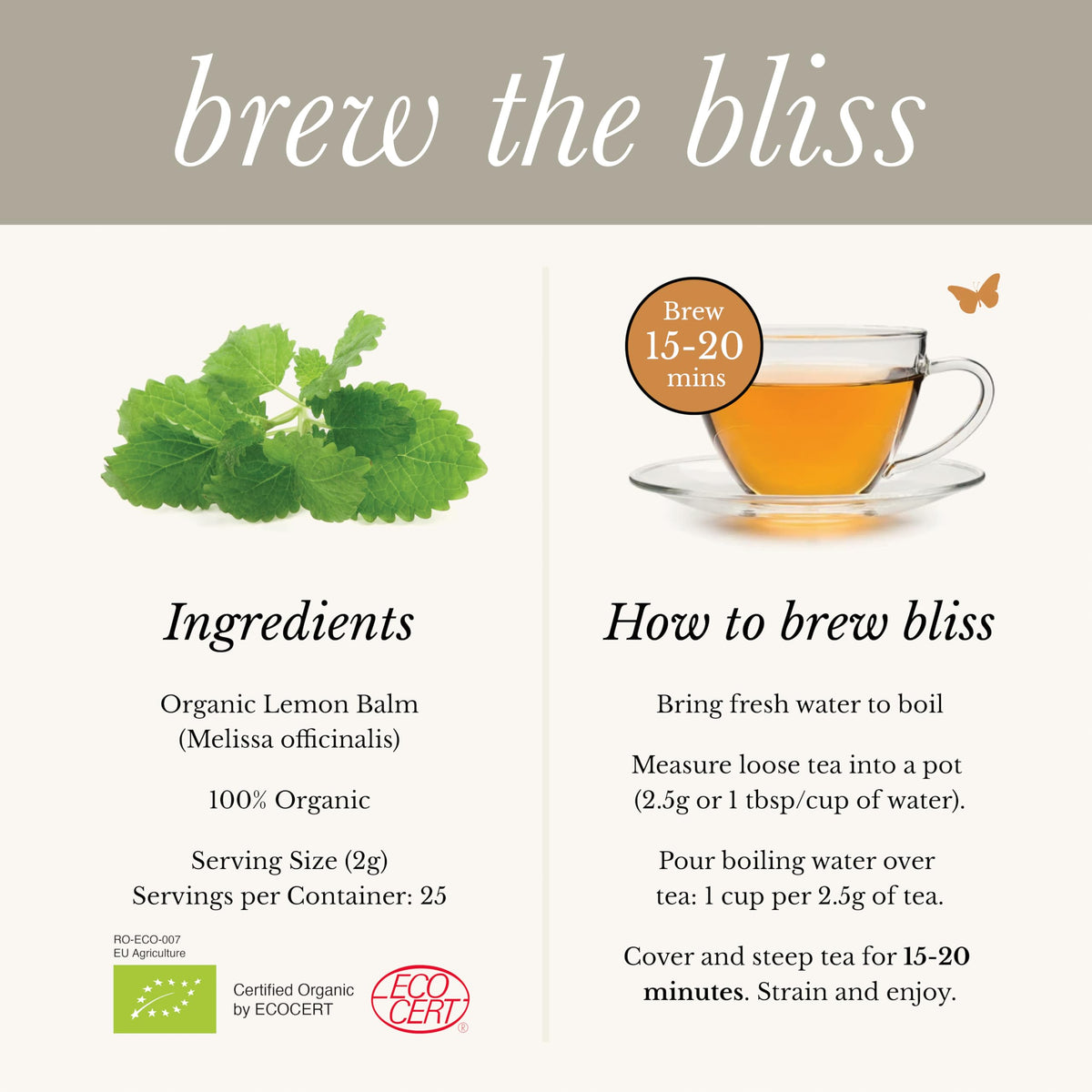 Wild Bliss Lemon Balm Tea gift packaging ready for gifting to loved ones.