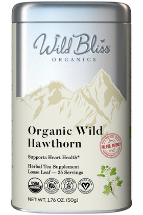 Wild Bliss hawthorn tea leaves and flowers for a heart-supporting infusion