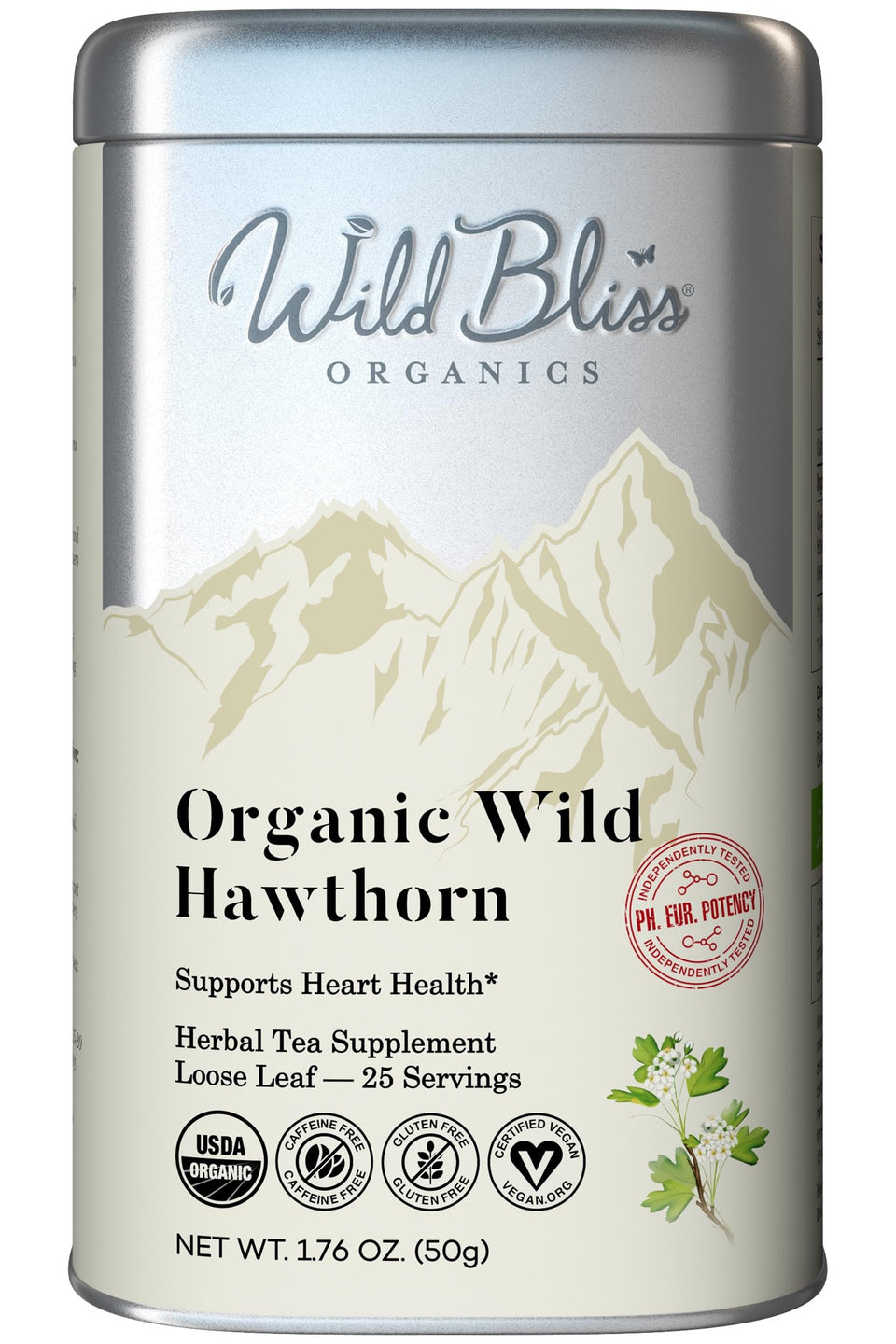 Wild Bliss hawthorn tea leaves and flowers for a heart-supporting infusion
