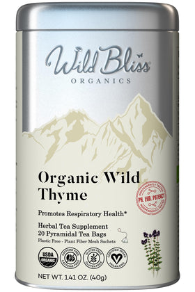 Wild Bliss Organic Wild Thyme Tea bags with fresh aroma for relaxing evenings